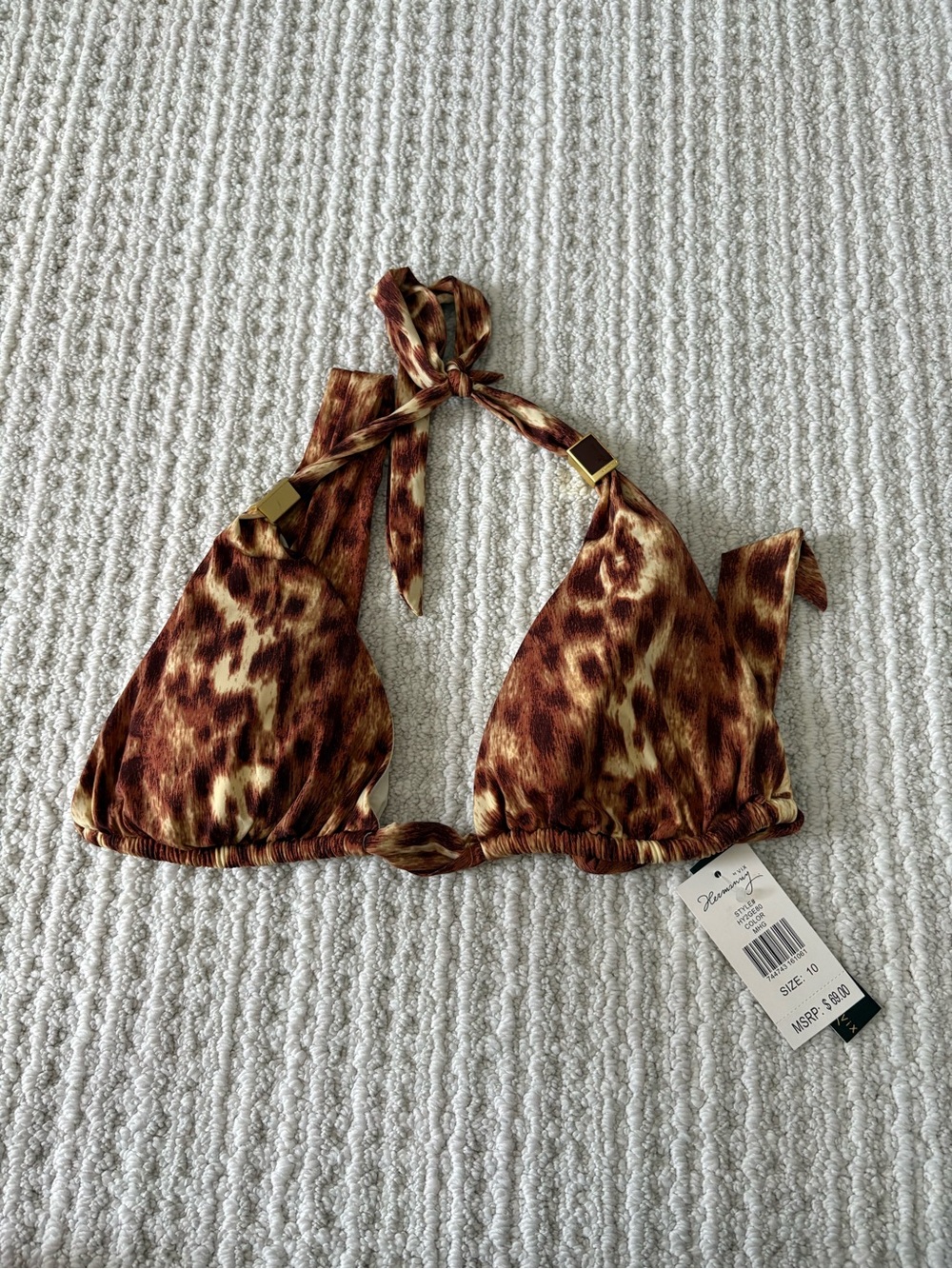 Vix Brown & Cream Animal-Print Bikini Top